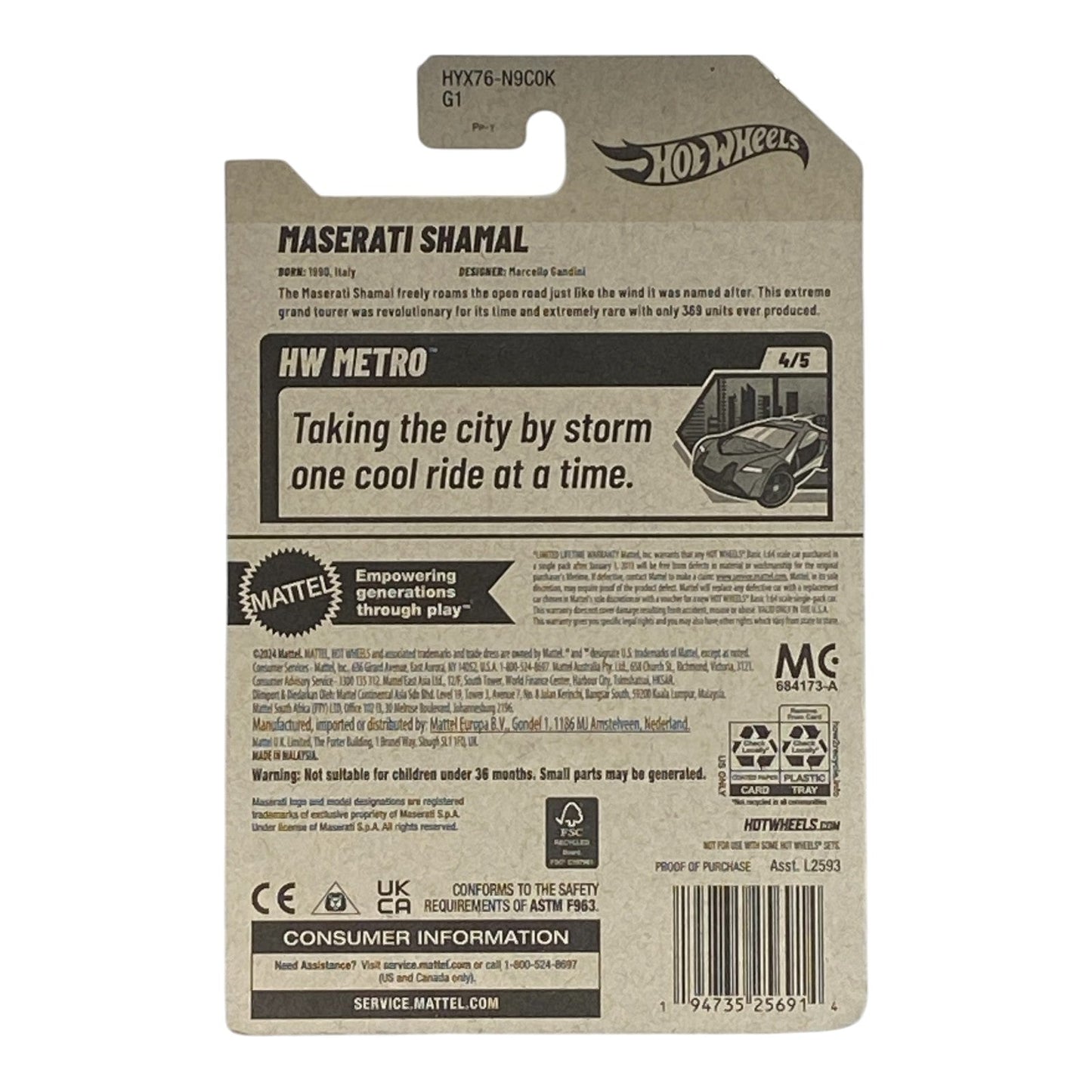 Hot Wheels Maserati Shamal - HW Metro Series 4/5