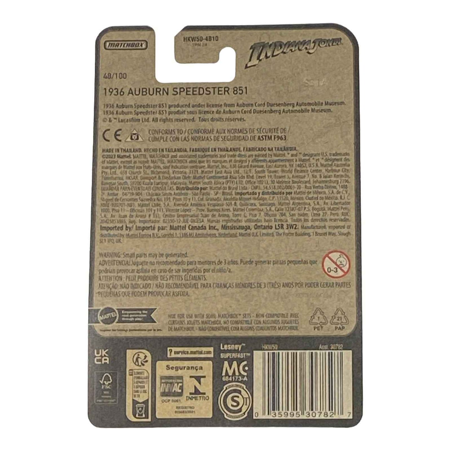 Matchbox Indiana Jones 1936 Auburn Speedster 851 - 70 Years Series 48/100