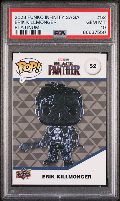 2023 UPPER DECK FUNKO POP MARVEL  ERIK KILLMONGER PLATINUM #52  PSA 10