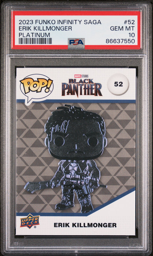 2023 UPPER DECK FUNKO POP MARVEL  ERIK KILLMONGER PLATINUM #52  PSA 10