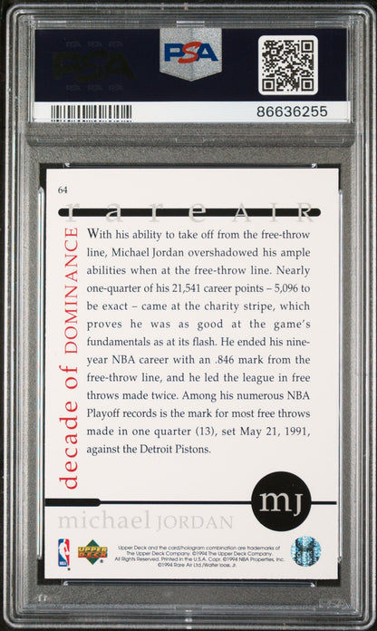 1994 UPPER DECK MJ RARE AIR MICHAEL JORDAN RARE AIR #64 - PSA 9