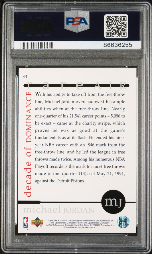 1994 UPPER DECK MJ RARE AIR MICHAEL JORDAN RARE AIR #64 - PSA 9