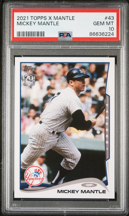 2021 TOPPS X MICKEY MANTLE COLLECTION #43 - PSA 10