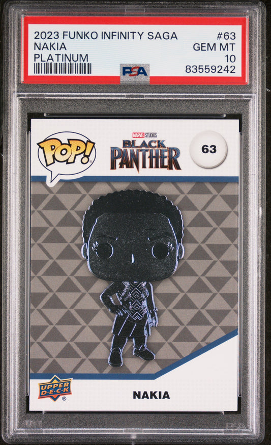 2023 UPPER DECK FUNKO POP MARVEL  NAKIA PLATINUM #63  PSA 10
