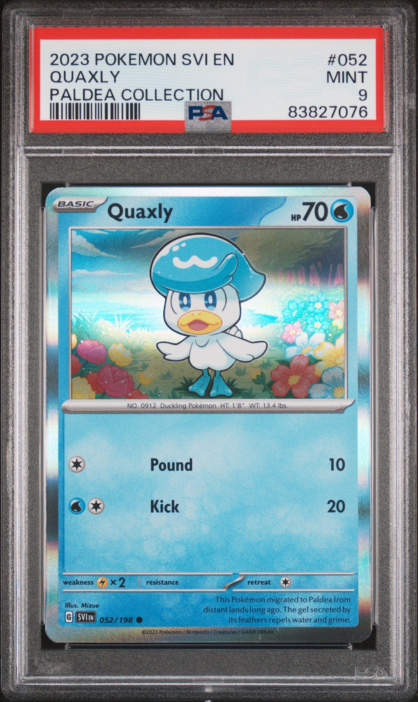 2023 POKEMON SVI EN-SCARLET & VIOLET QUAXLY PALDEA COLLECTION #52 PSA 9