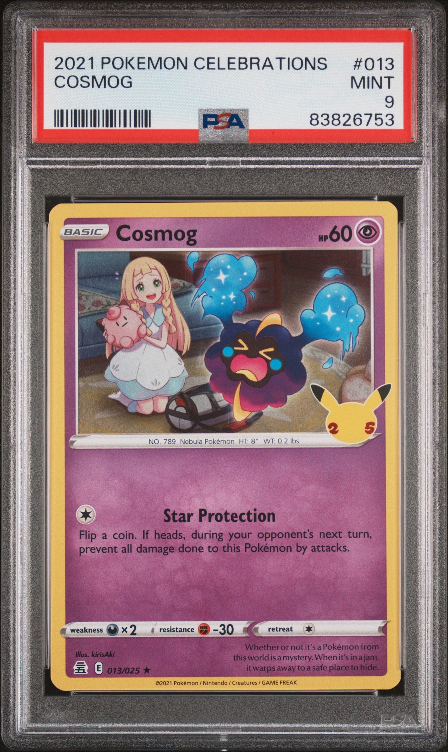 2021 POKEMON CELEBRATIONS COSMOG #13 PSA 9