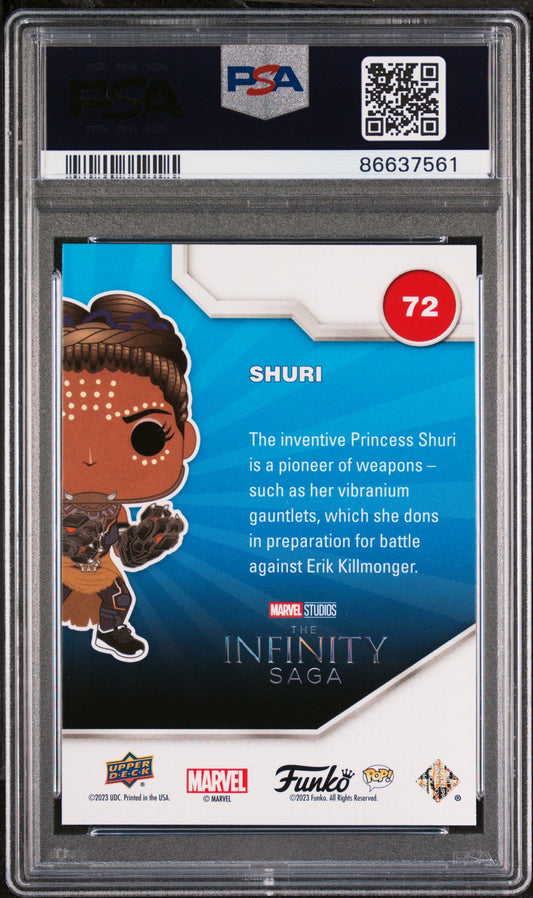 2023 UPPER DECK FUNKO POP MARVEL  SHURI GOLD #72  PSA 10