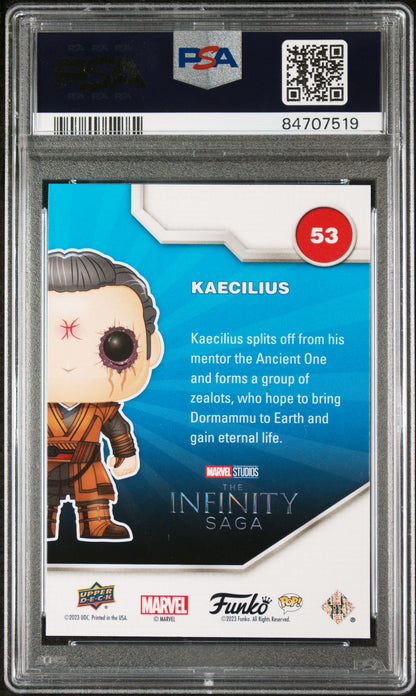 2023 UPPER DECK FUNKO POP MARVEL  KAECILIUS PLATINUM #53  PSA 10