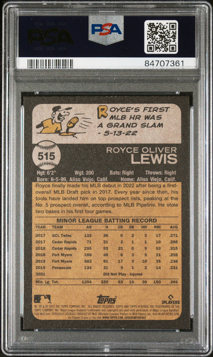 2022 TOPPS HERITAGE ROYCE LEWIS  #515 - PSA 10 ROOKIE CARD