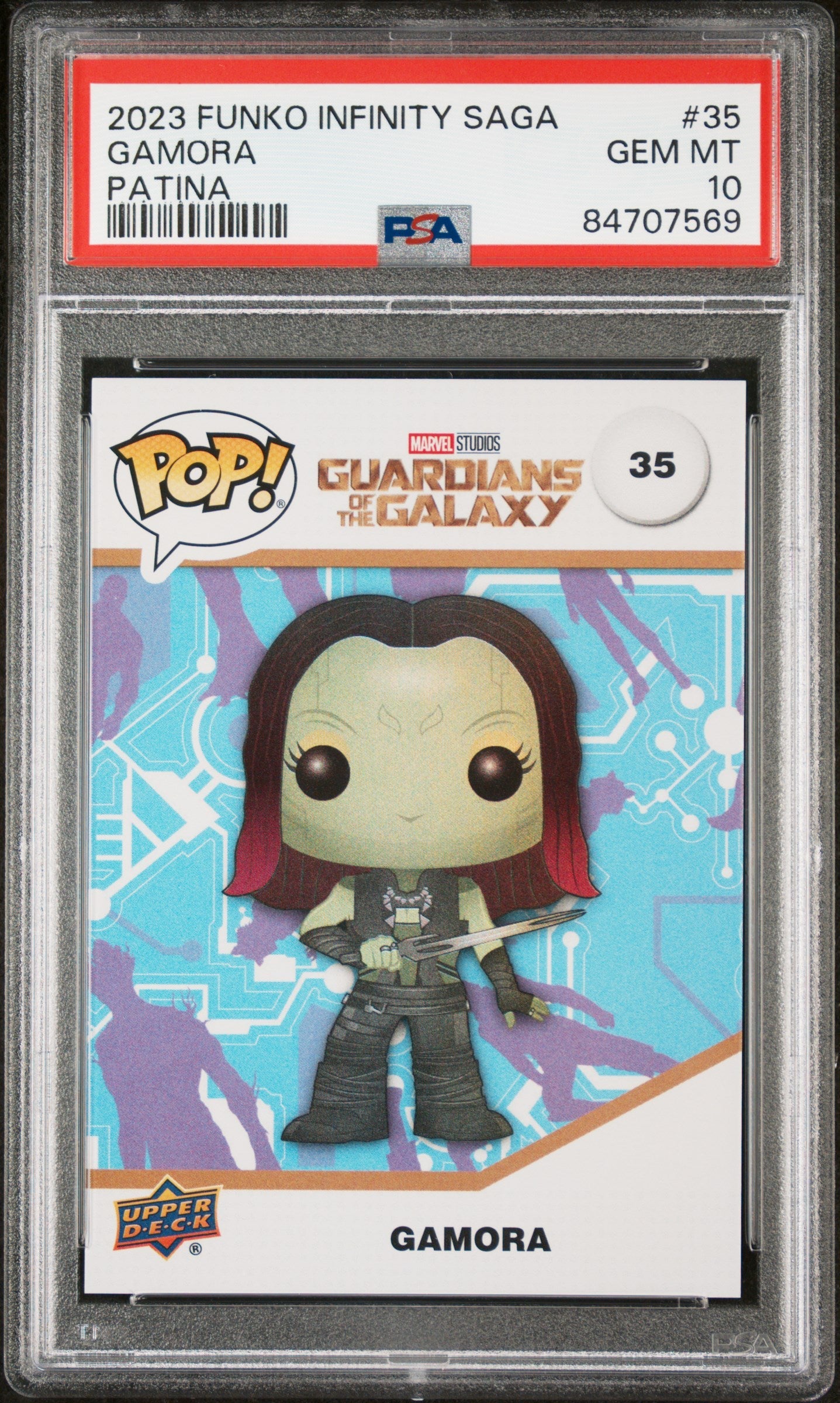 2023 UPPER DECK FUNKO POP MARVEL  GAMORA PATINA #35  PSA 10