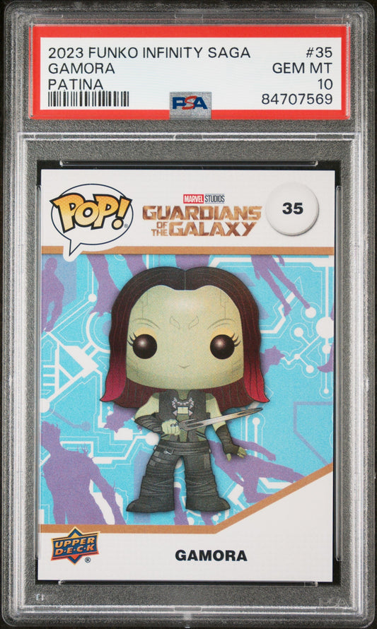 2023 UPPER DECK FUNKO POP MARVEL  GAMORA PATINA #35  PSA 10