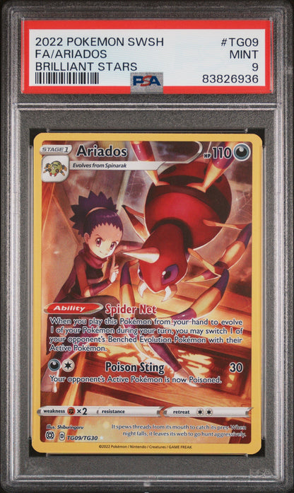 2022 POKEMON SWORD & SHIELD BRILLIANT STARS Full Art ARIADOS #TG09 PSA 9