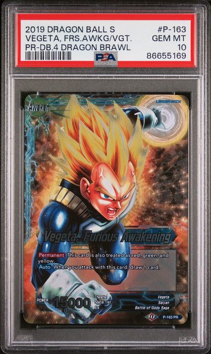2019 DRAGON BALL SUPER 4 DRAGON BRAWL VEGETA, FRS AWAKENING #P-163 - PSA 10