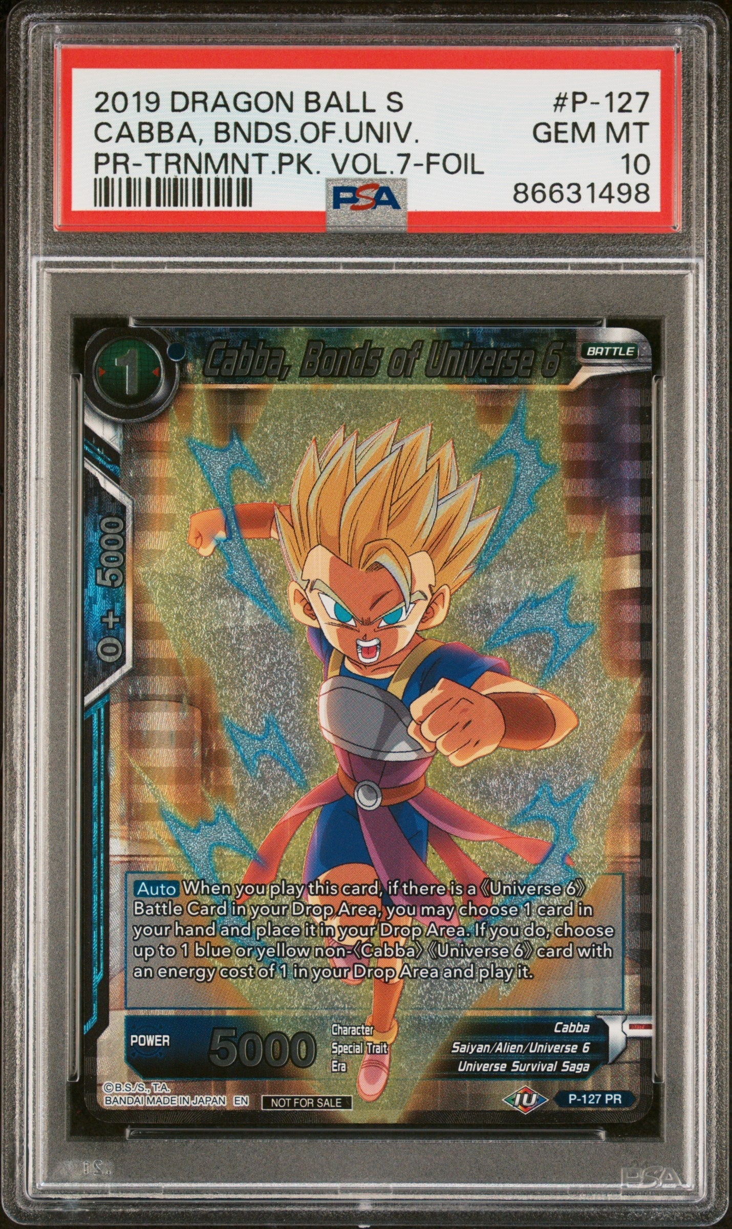 2019 DRAGON BALL SUPER CABBA, BNDS.OF.UNIV. #P-127 - PSA 10