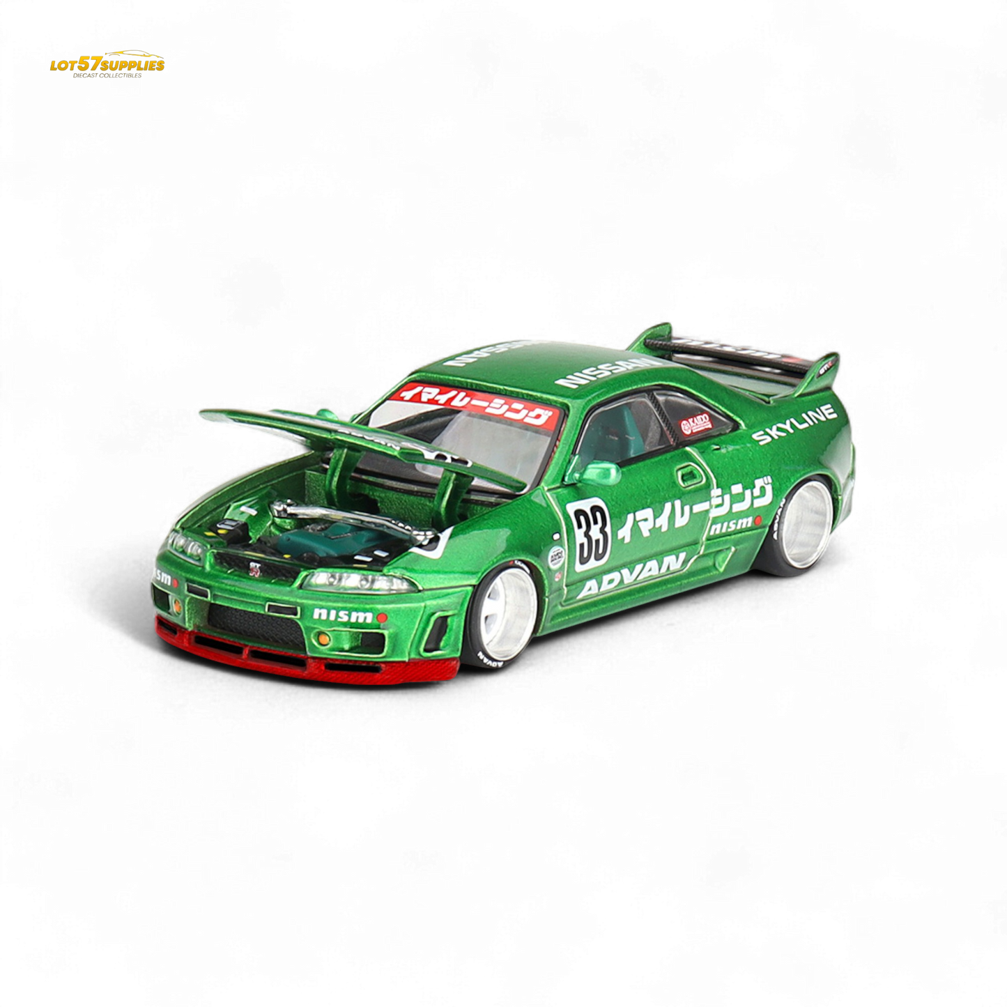 Mini GT x Kaido House Nissan Skyline GT-R R33 IMAI RACING V1 Green 1:64 KHMG150