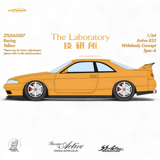 (Pre-Order) The Laboratory x ZONZO Nissan R33 Widebody Concept Spec-A - Racing Yellow 1/64