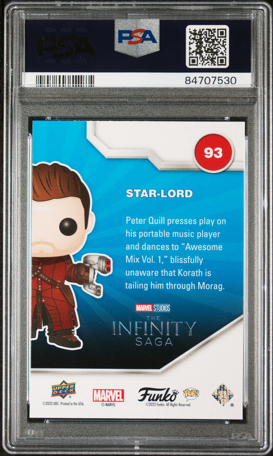 2023 UPPER DECK FUNKO POP MARVEL  STARLORD FACSIMILE SIGNATURE #93  PSA 8