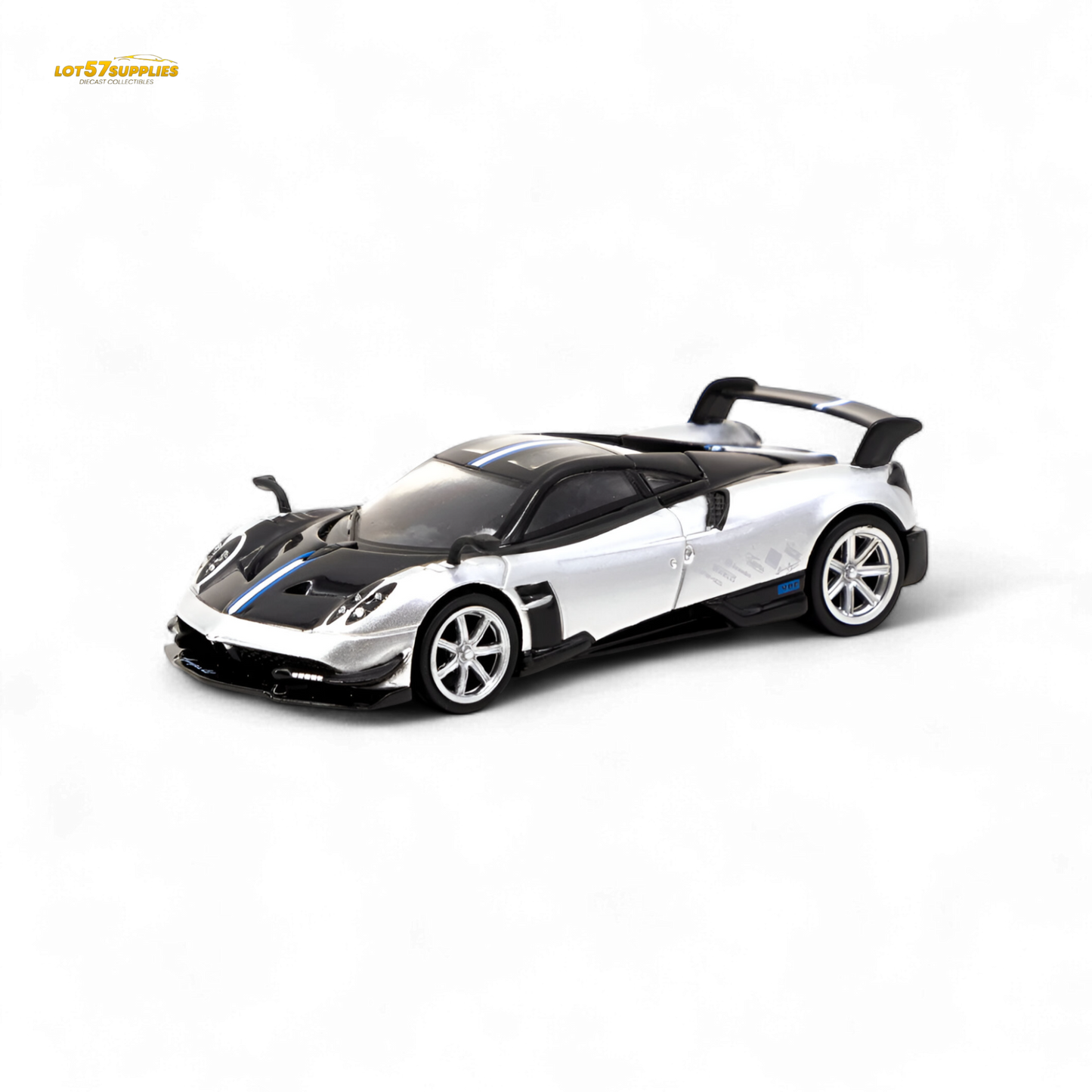 Tarmac Works Global64 Pagani Huayra BC Grigio Mercurio 2-Tone Silver/Blk 1:64