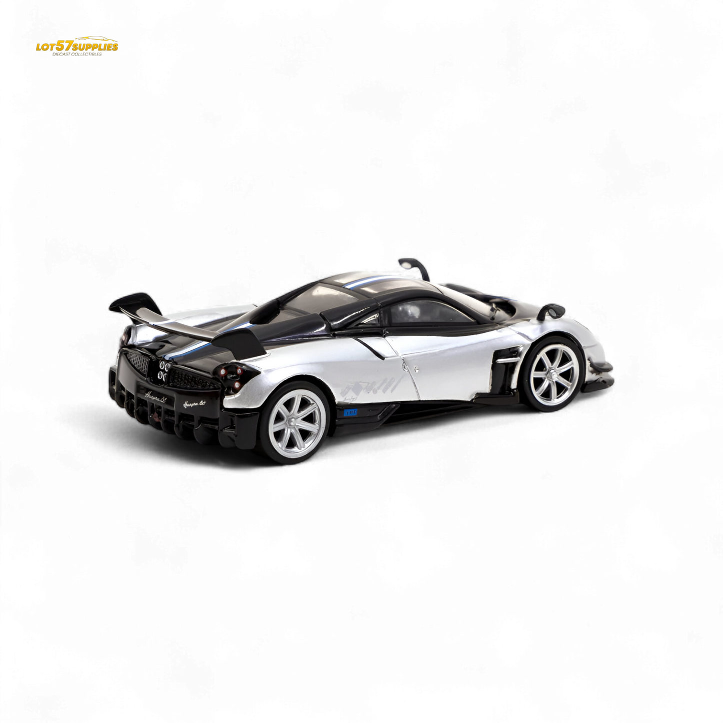 Tarmac Works Global64 Pagani Huayra BC Grigio Mercurio 2-Tone Silver/Blk 1:64