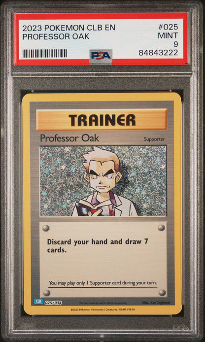 2023 POKEMON BLASTOISE & SUICUNE ex DECK PROFESSOR OAK #25 PSA 9
