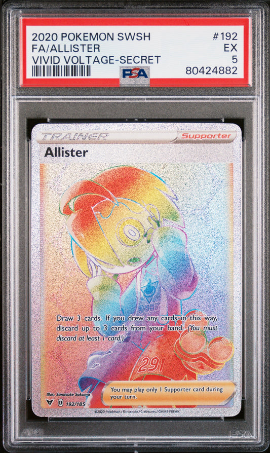2020 POKEMON SWORD & SHIELD VIVID VOLTAGE FULL ART ALLISTER #192 PSA 5