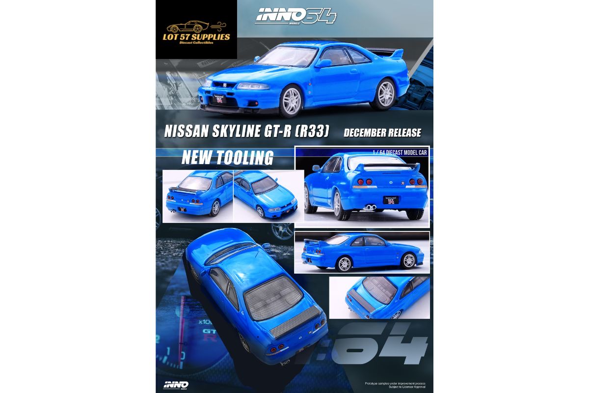 Inno64 Nissan Skyline GT-R (R33) in Blue 1:64
