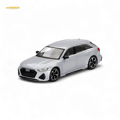 Mini-GT Audi RS 6 Avant Carbon Black Edition Florett Silver Limited Edition 1:64
