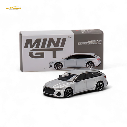 Mini-GT Audi RS 6 Avant Carbon Black Edition Florett Silver Limited Edition 1:64