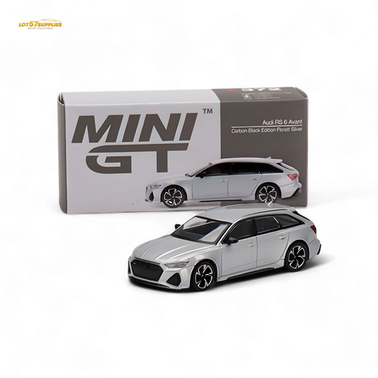 Mini-GT Audi RS 6 Avant Carbon Black Edition Florett Silver Limited Edition 1:64