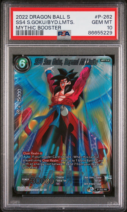 2022 DRAGON BALL SUPER MYTHIC BOOSTER SS4 S.GOKU/BYD.LMTS. #P-262 - PSA 10