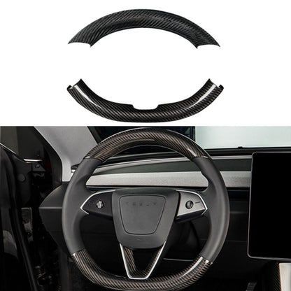 Upper / Lower Parts Steering Wheel Accessories for Tesla Model 3 / Y  -  Carbon Fiber Interior Mods