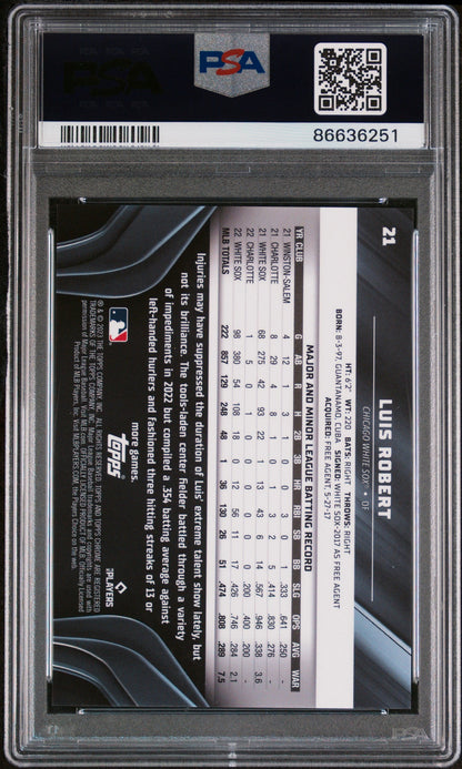 2023 TOPPS CHROME BLACK LUIS ROBERT GREEN REFRACTOR #21 - PSA 10