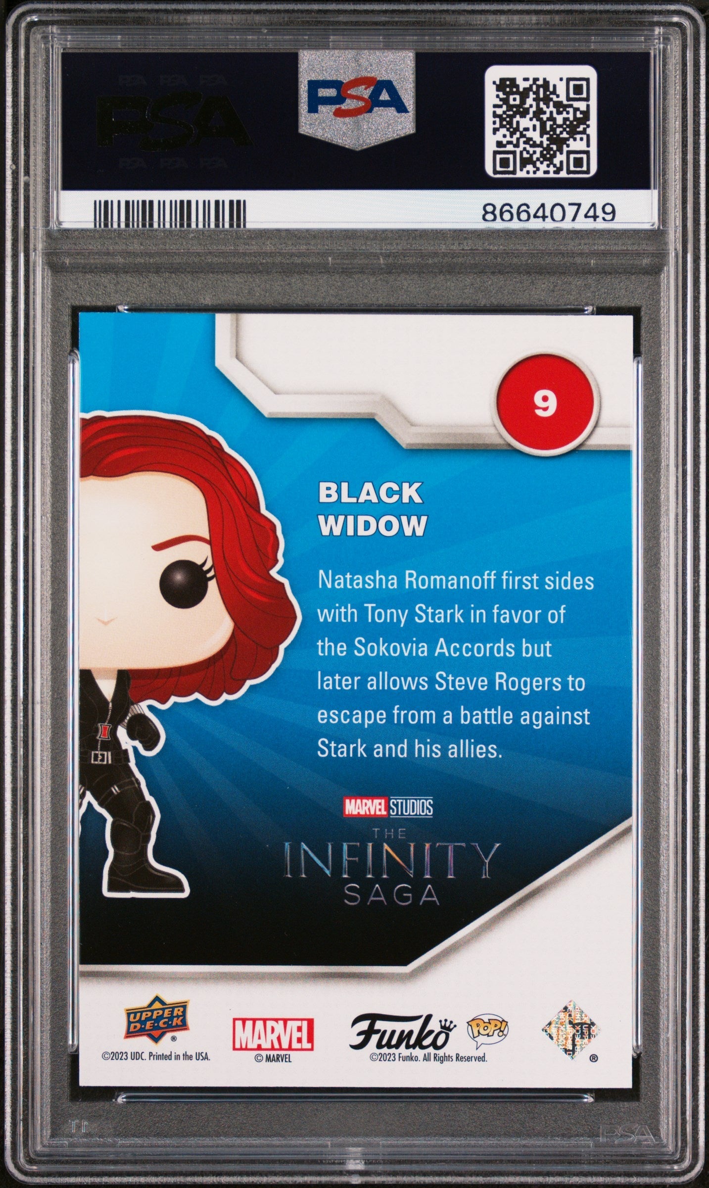 2023 UPPER DECK FUNKO POP MARVEL  BLACK WIDOW CONFETTI BOMB #9  PSA 10