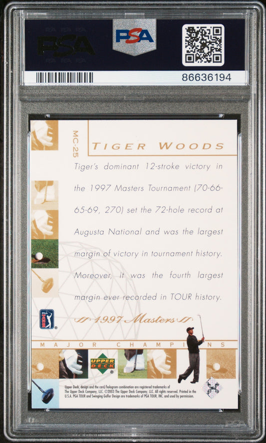 2003 UPPER DECK MAJOR CHAMPIONS TIGER WOODS #MC-25 - PSA 9