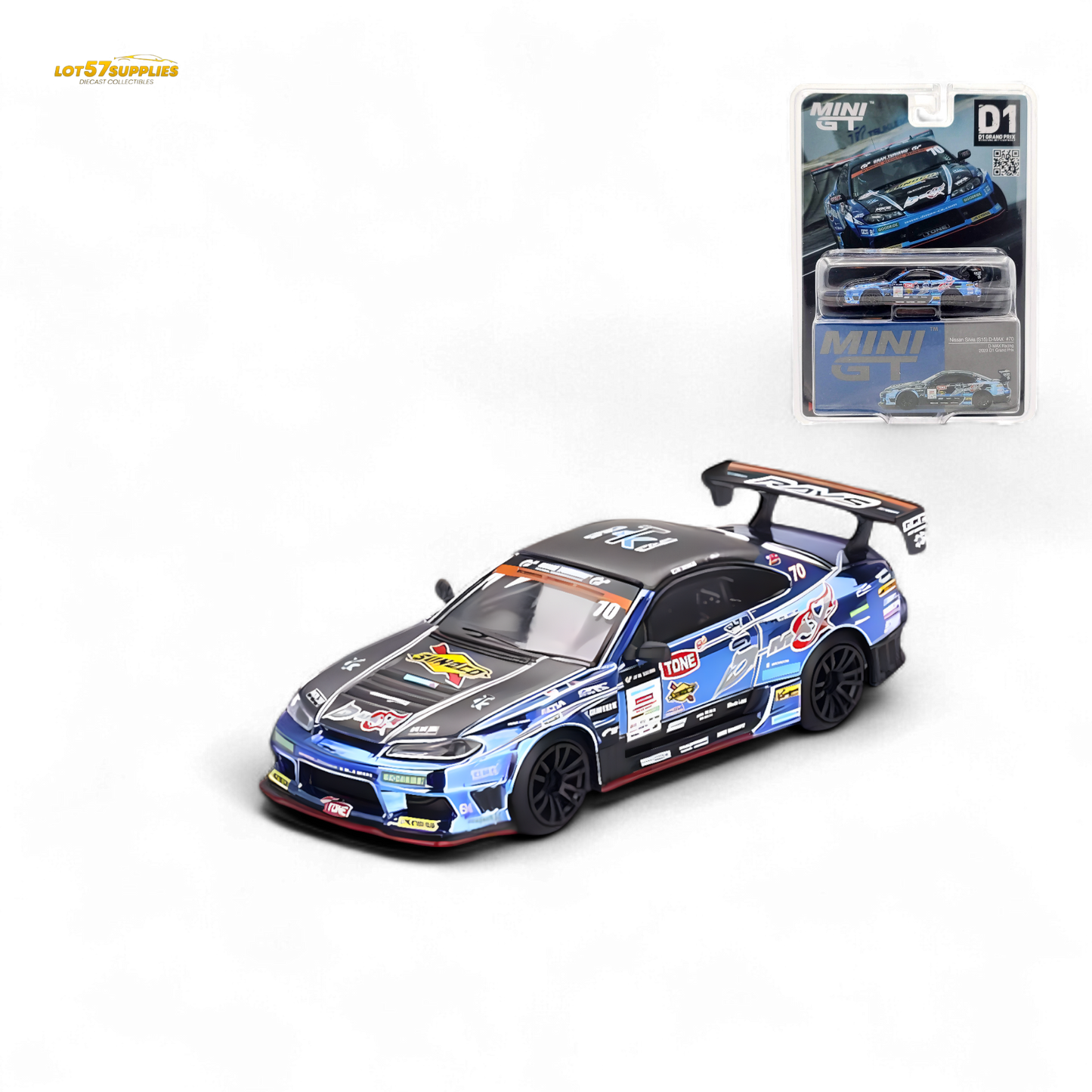 Mini-GT Nissan S15 Silvia D-MAX #70 Japan Exclusive #855 1:64