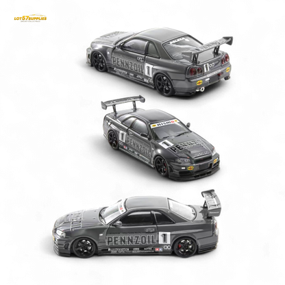 Fast Speed FS 1:64 Skyline GT-R R34 Nismo Z-Tune Pennzoil #1 – Grey (Foshan AIT Exhibition Edition)
