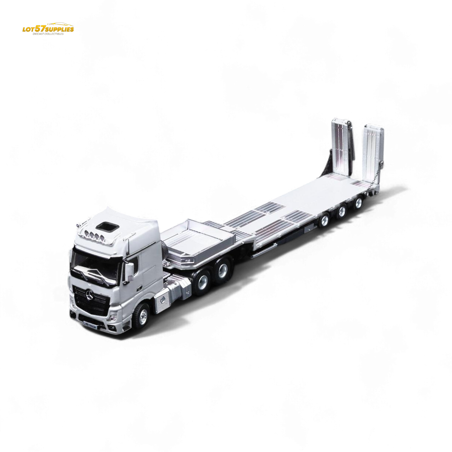 TimeMicro & Perka BENZ FLATBED TRANSPORT VEHICLE - White 1:64