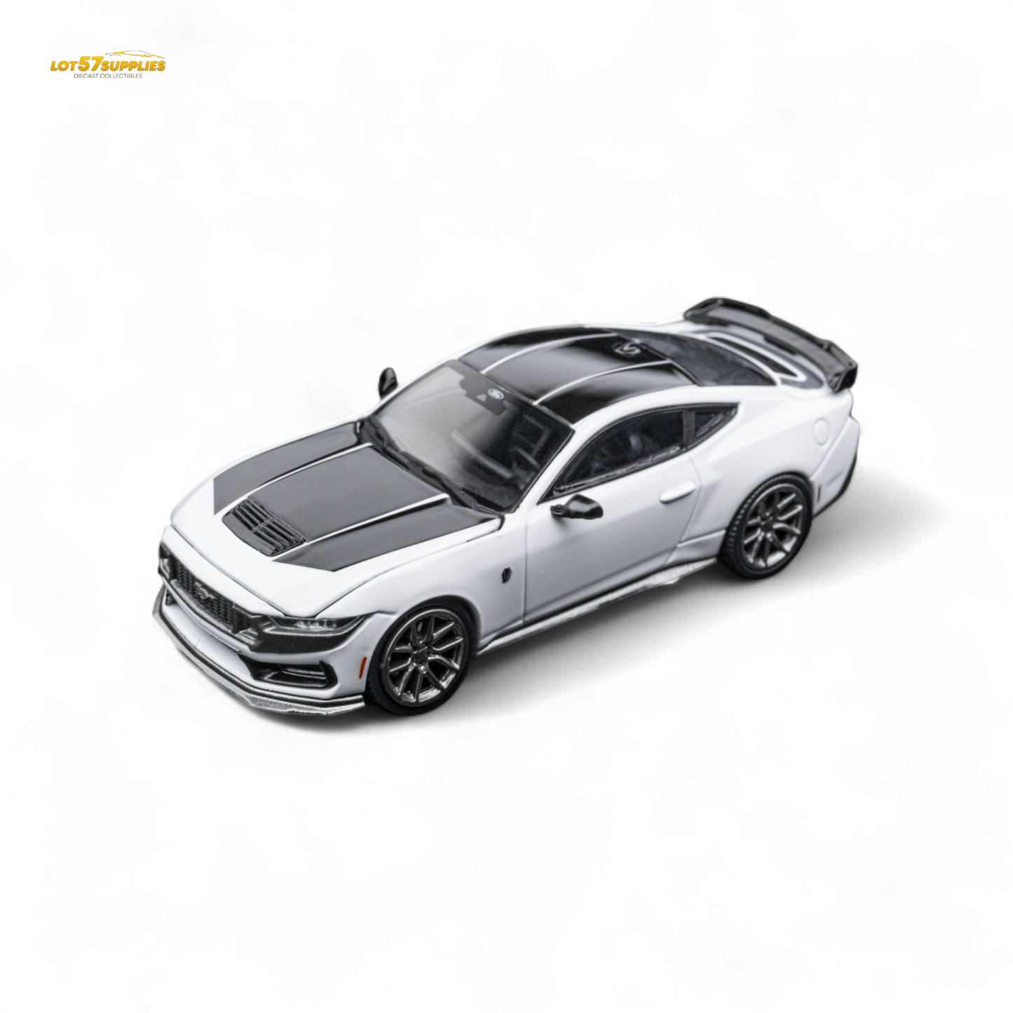 (Pre-Order) DCM Mustang Dark Horse - Crystal White - Titanium Wheels 1:64