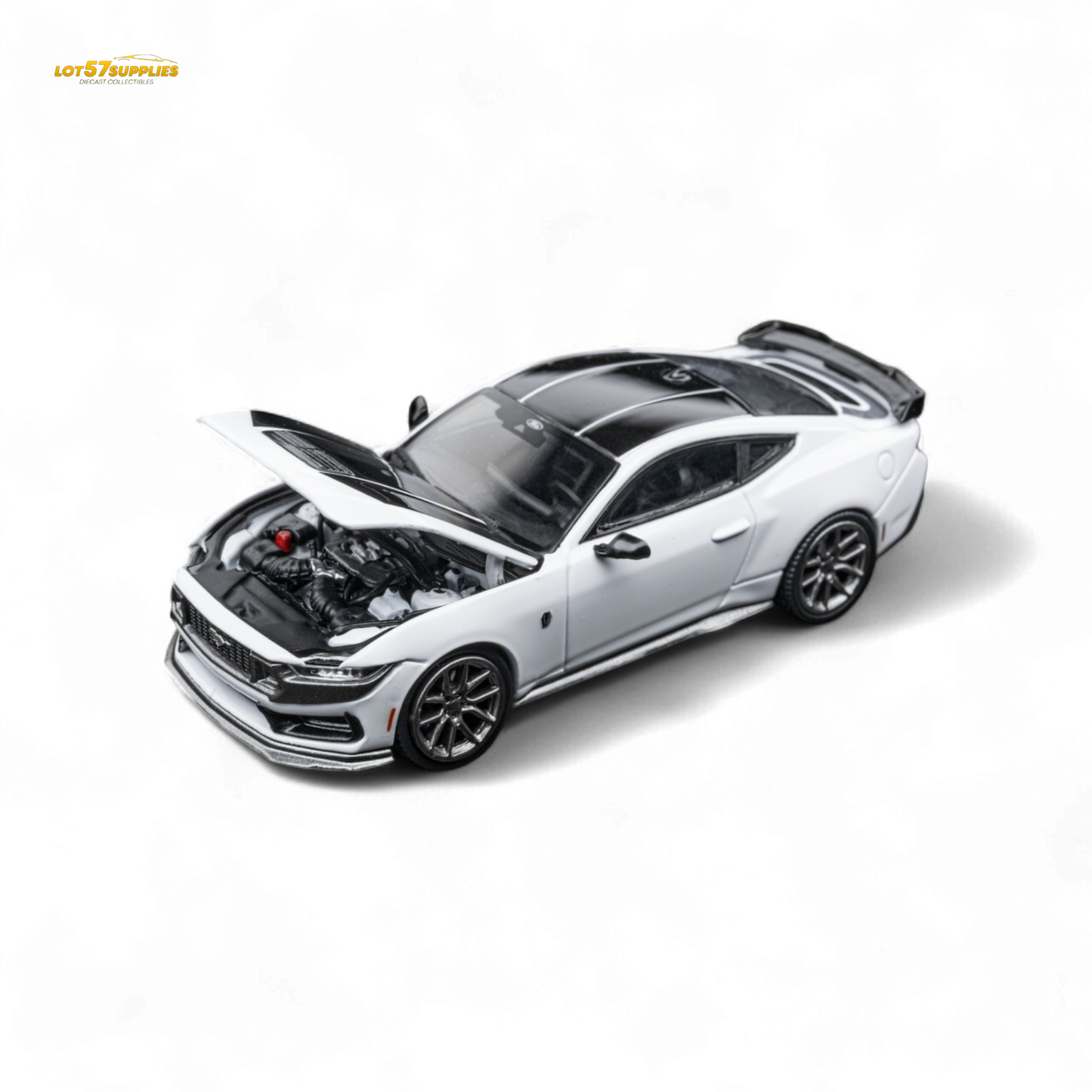 (Pre-Order) DCM Mustang Dark Horse - Crystal White - Titanium Wheels 1:64