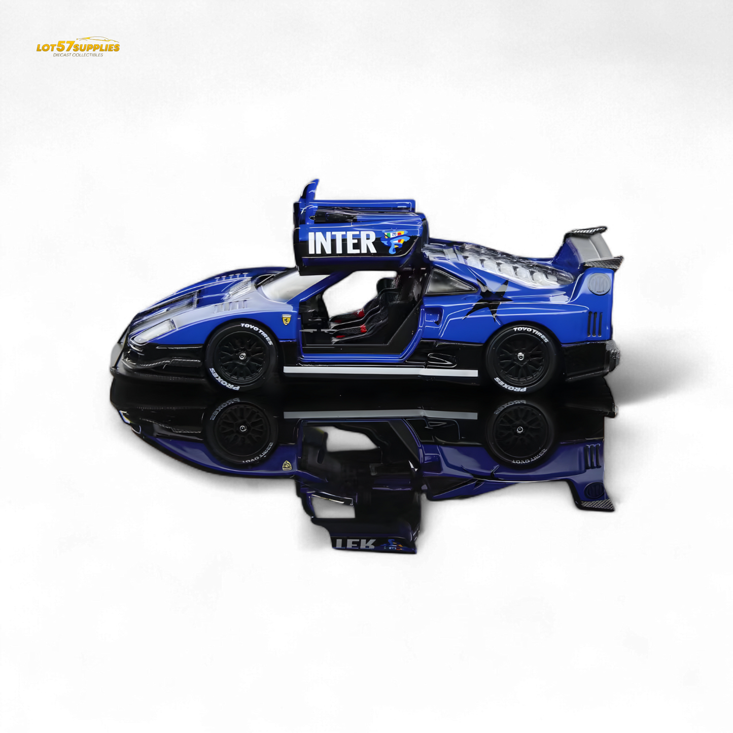 Demon King Auto F40 LB-Works Wide-Body Gull Wing Gate Modified - Inter Milan Livery 1:64