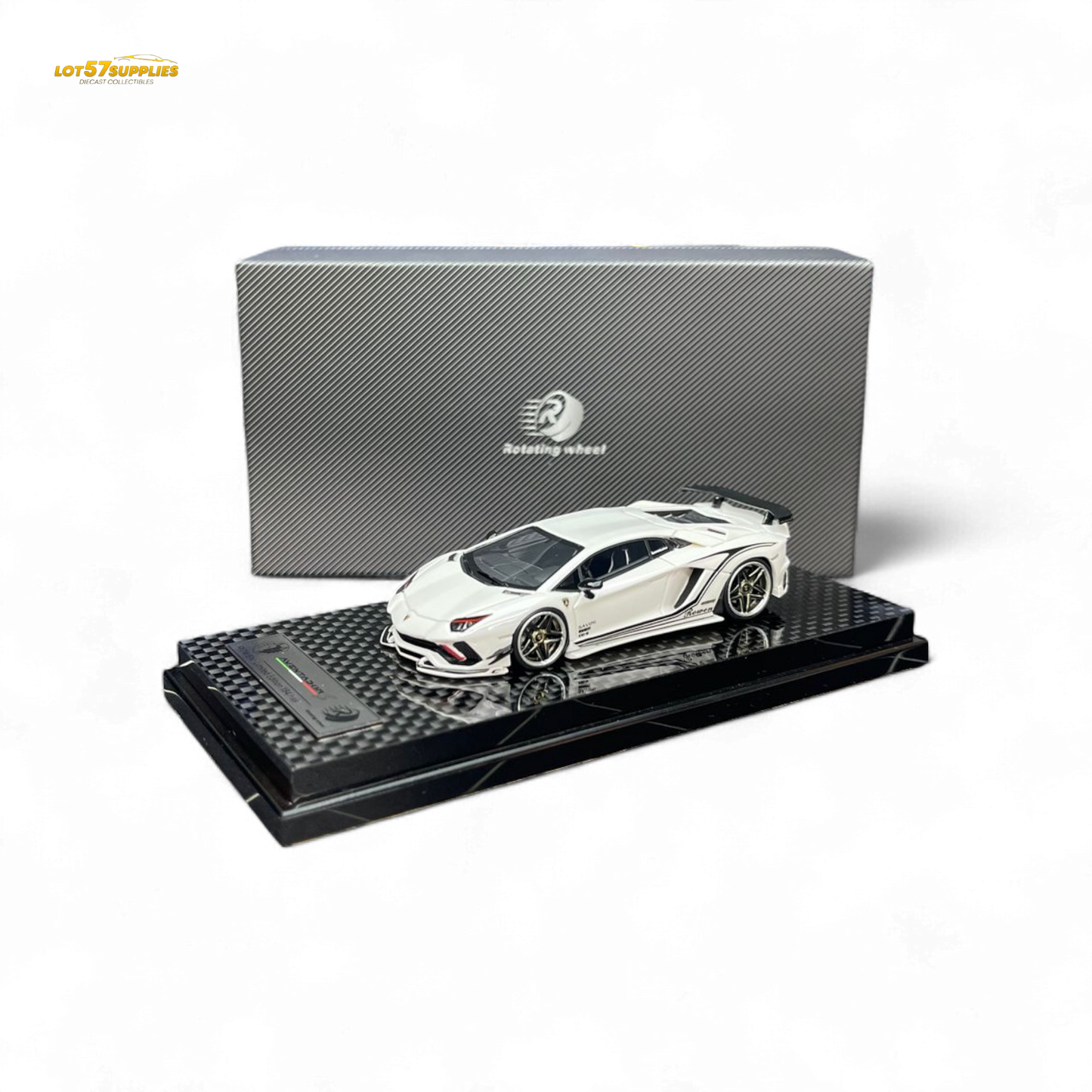 Rotating Wheel Rowen Aventador S - Pearl White 1/64