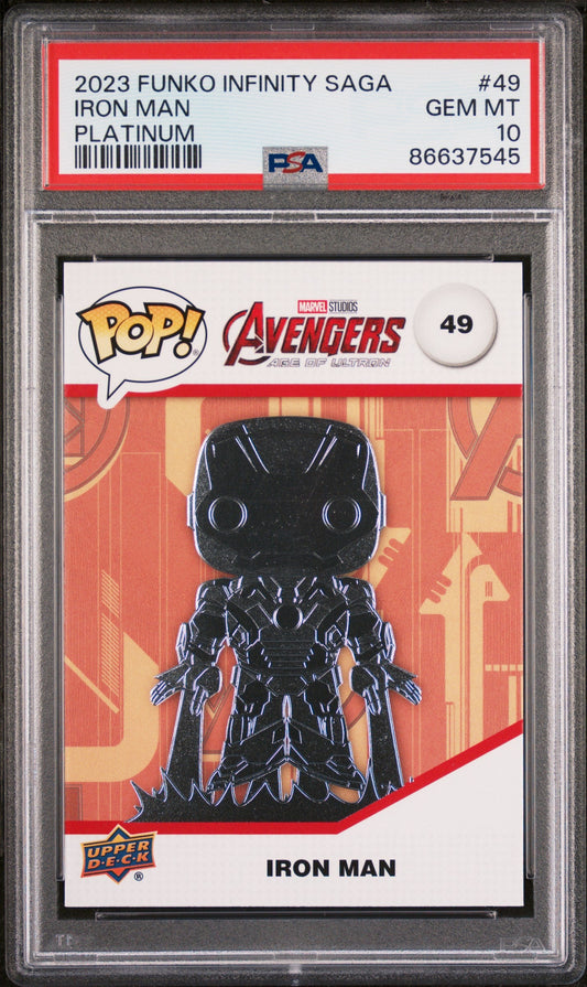 2023 UPPER DECK FUNKO POP MARVEL  IRON MAN PLATINUM #49  PSA 10