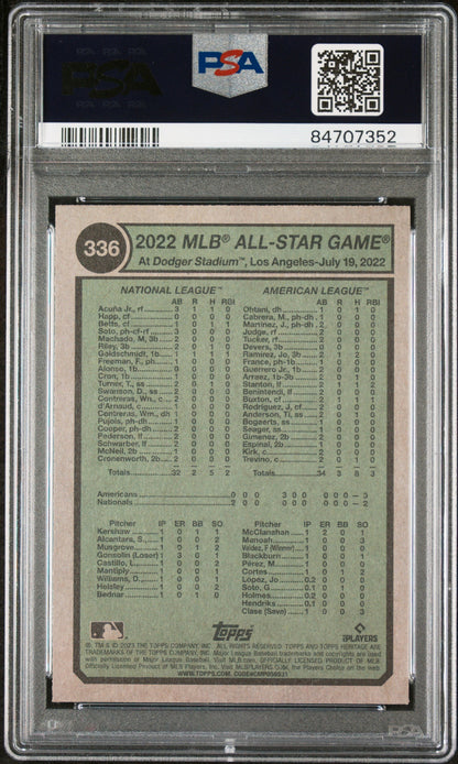 2023 TOPPS HERITAGE ACUNA JR/JUDGE  #336 - PSA 10