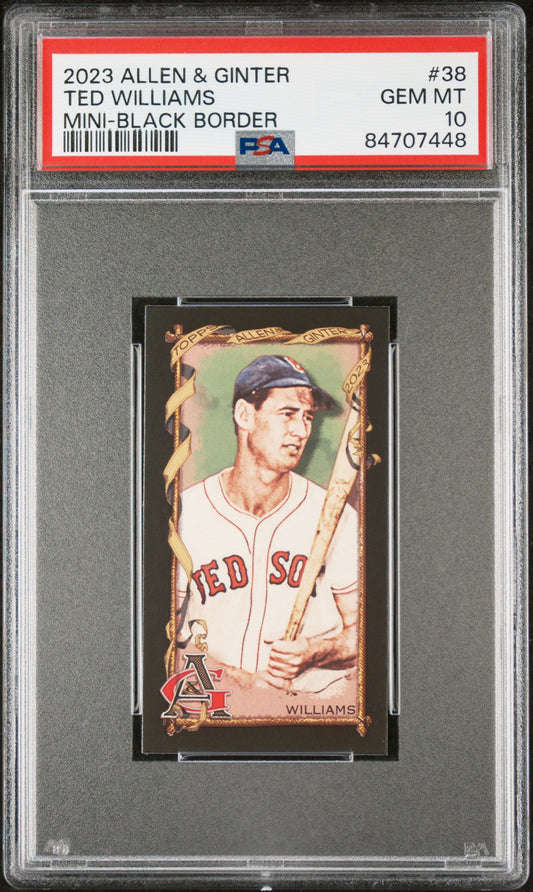 2023 TOPPS ALLEN & GINTER TED WILLIAMS MINI-BLACK BORDER #38 - PSA 10