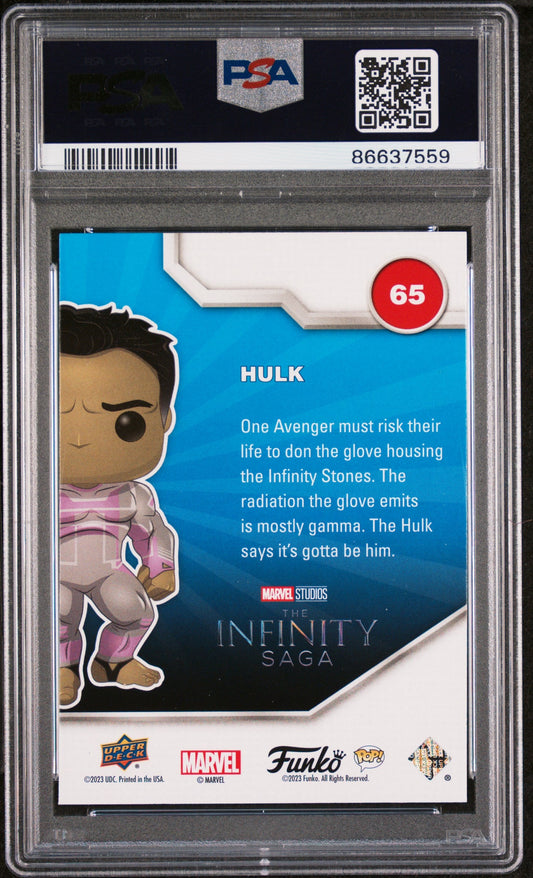 2023 UPPER DECK FUNKO POP MARVEL  HULK PLATINUM #65  PSA 10