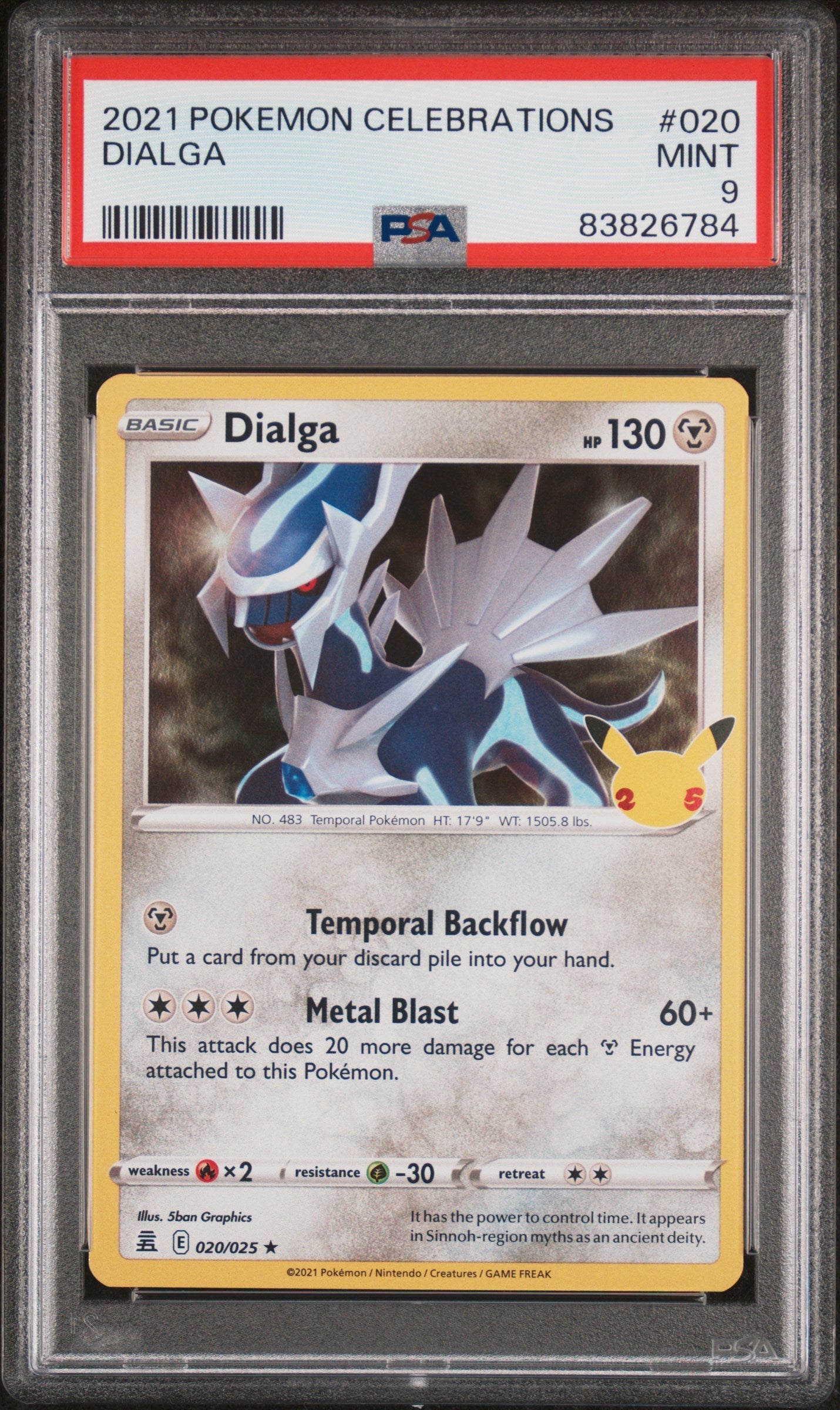2021 POKEMON CELEBRATIONS DIALGA #20 PSA 9