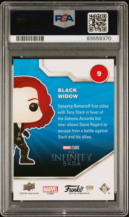 2023 UPPER DECK FUNKO POP MARVEL  BLACK WIDOW FACSIMILE SIGNATURE #9  PSA 9