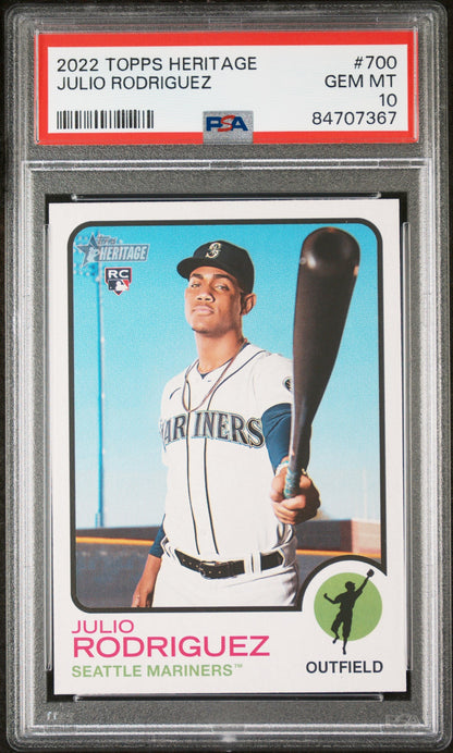 2022 TOPPS HERITAGE JULIO RODRIGUEZ  #700 - PSA 10 ROOKIE CARD