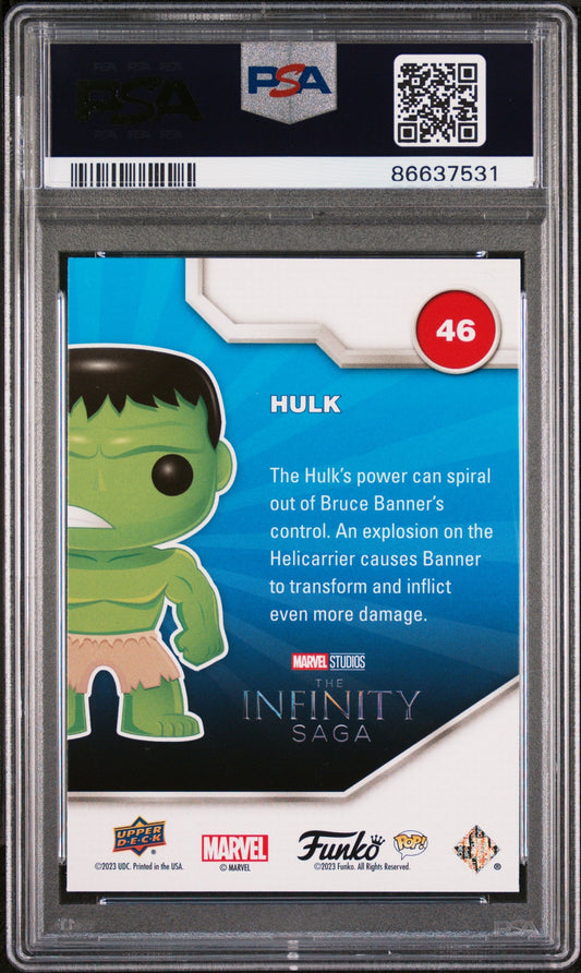 2023 UPPER DECK FUNKO POP MARVEL  HULK PLATINUM #46  PSA 10