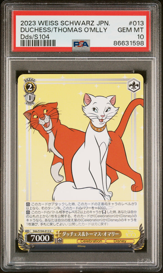 2023 WEISS SCHWARZ JAPANESE DISNEY 100 DUCHESS/THOMAS O'MLLY S104 13 PSA 10